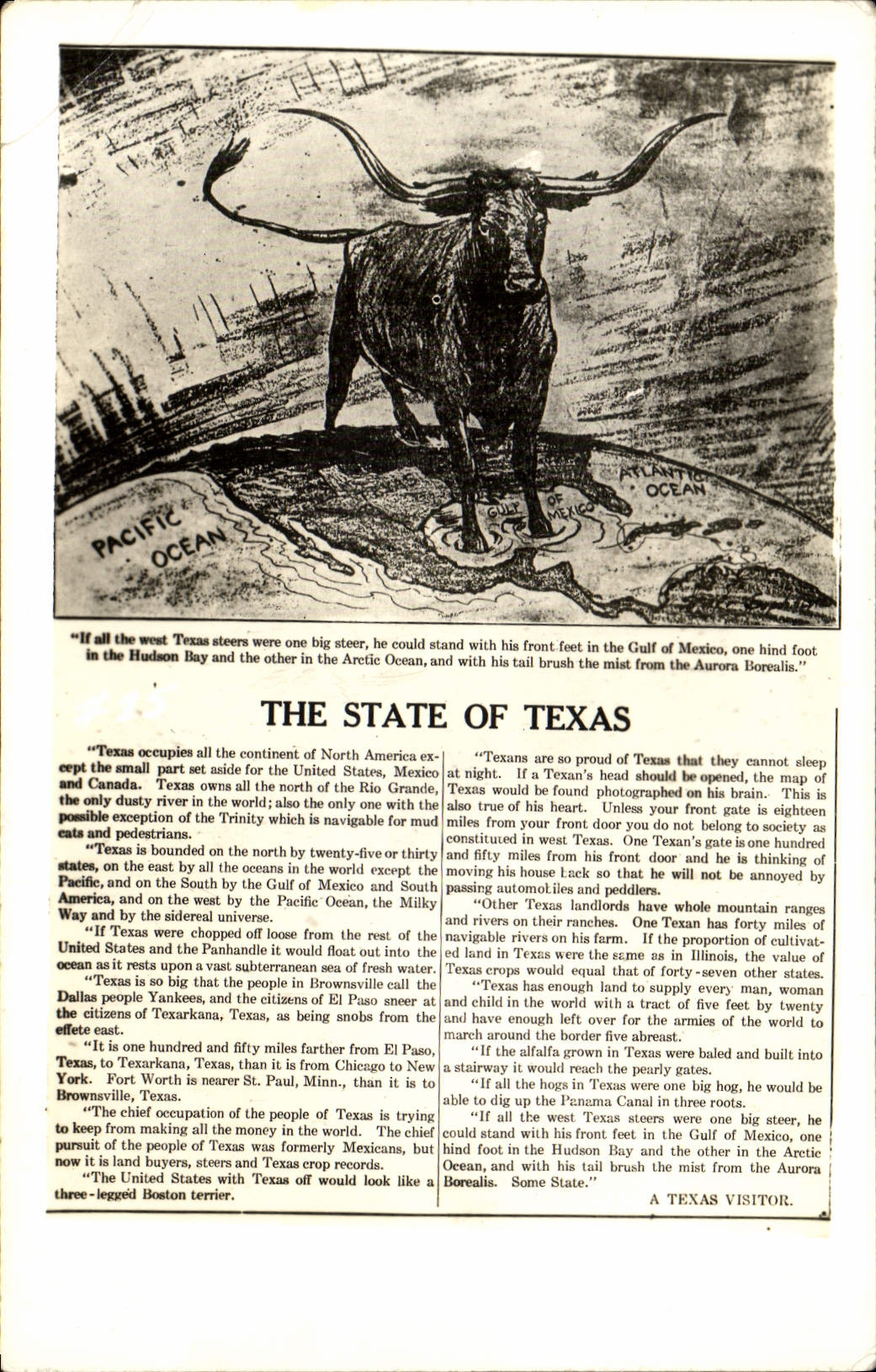 CPA Tourist Headquarters On Highway Elite Cafe Our Food Guaranteed Pecos Texas Taureau Bull
