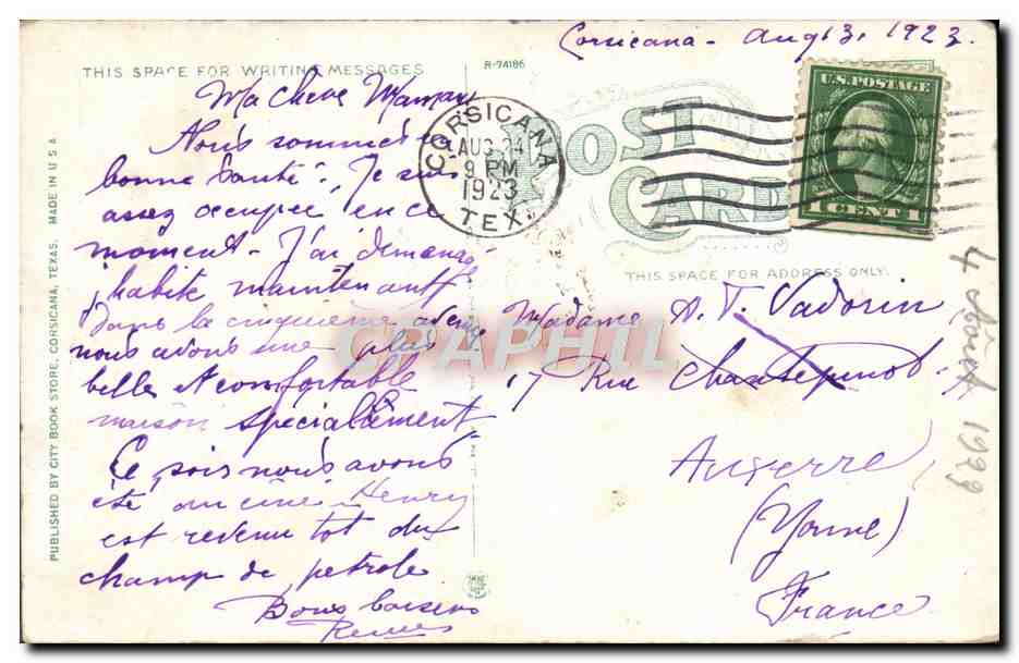 CPA School And Dormitory State Orphans Home Corsicana Texas — Rückseite