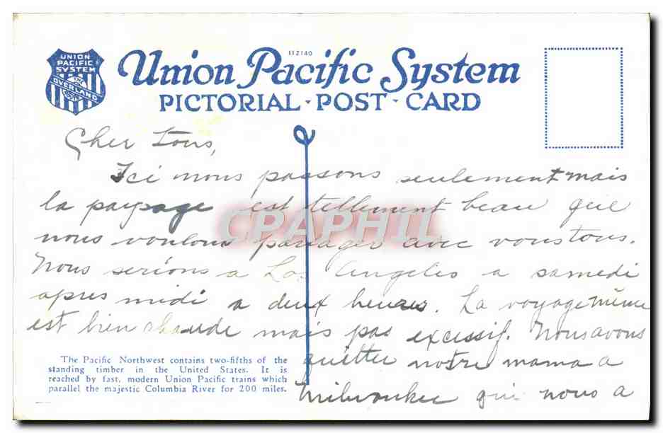 CPA Forest Of Oregon Timber Reached Via Union Pacific System — Back