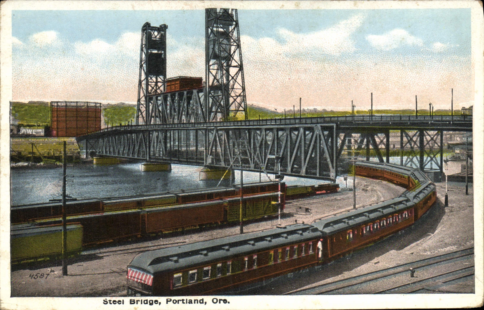 CPA Steel Bridge Portland Ore Train