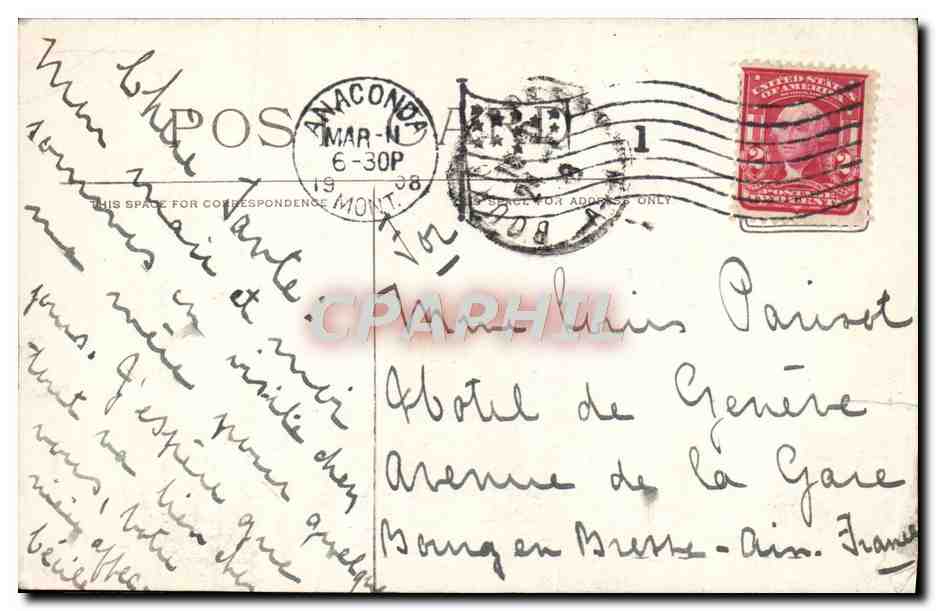 CPA Anaconda Mont Montana Hotel — Rückseite