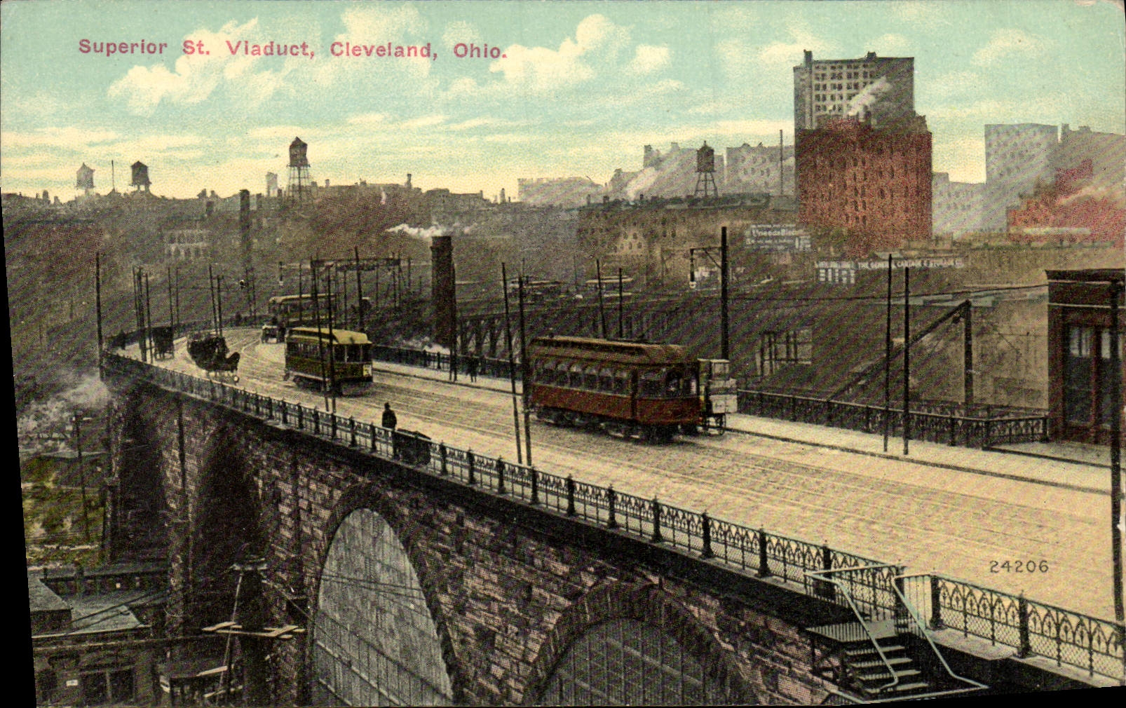 CPA Superior St Vladuct Cleveland Ohio Tramway