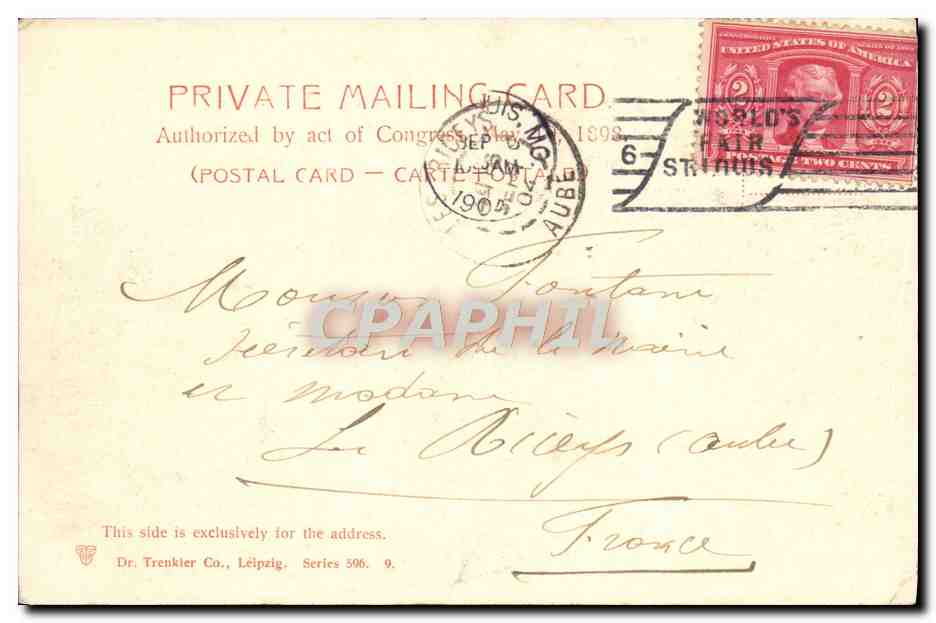 CPA Louisiana Purchase Exposition St Louis 1904 Varied Industries At Night — Rückseite