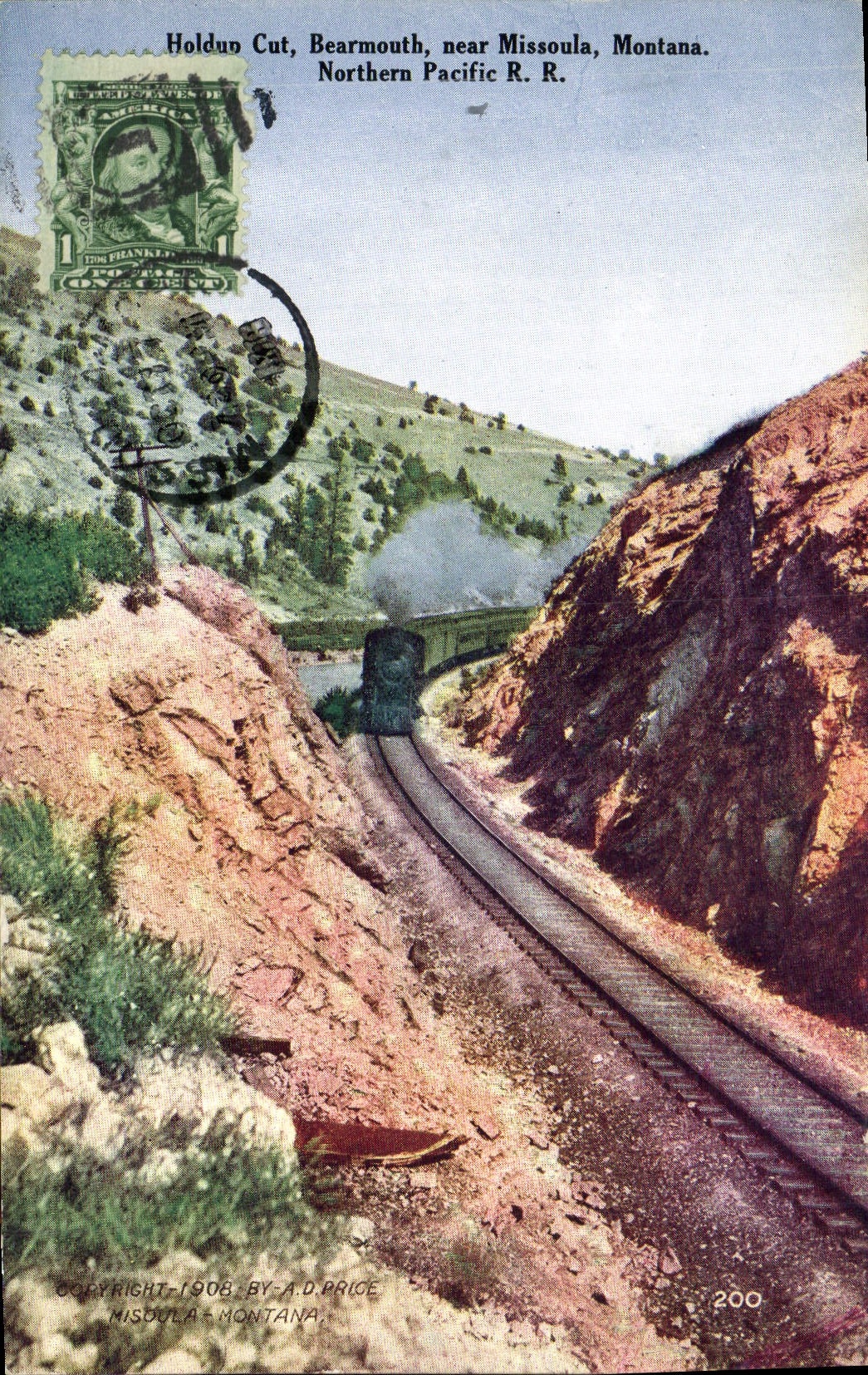 CPA Holdup Cut Bearmouth near Missoula Montana Northern Pacific Train