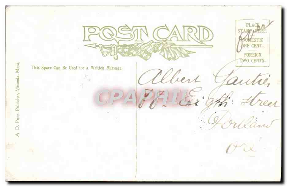 CPA Cedar St Bridge Across Rattlesaake showing Flood of 1908 Missoula Montana — Back