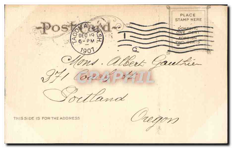 CPA Hotel Tacoma and Totem Pole Washington Folklore Indien — Back
