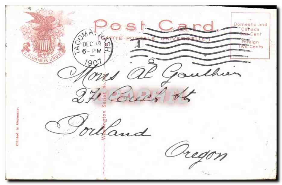 CPA Eleventh Street Tacoma Washington Tramway — Back