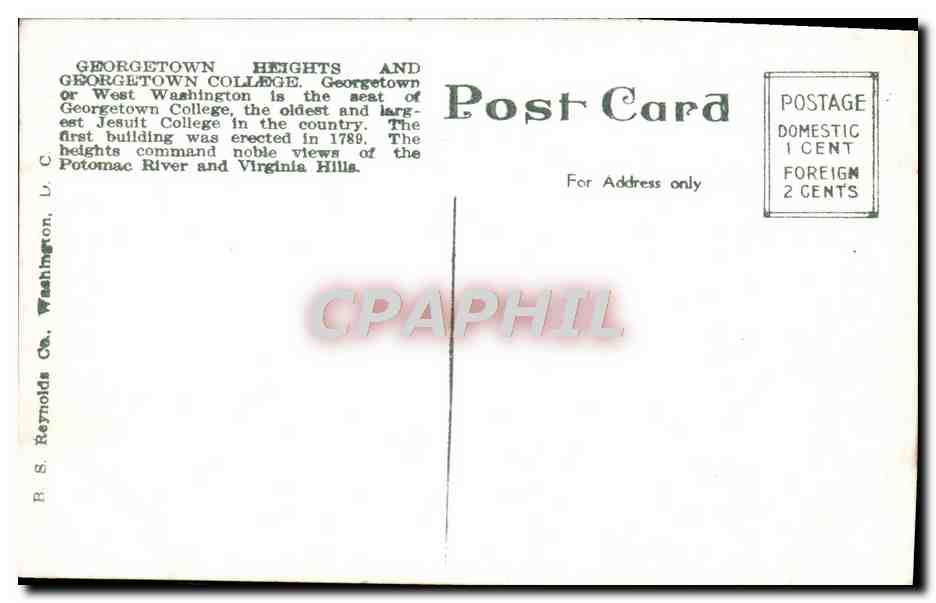 CPA Georgetown Heights and Georgetown college Washigton — Back