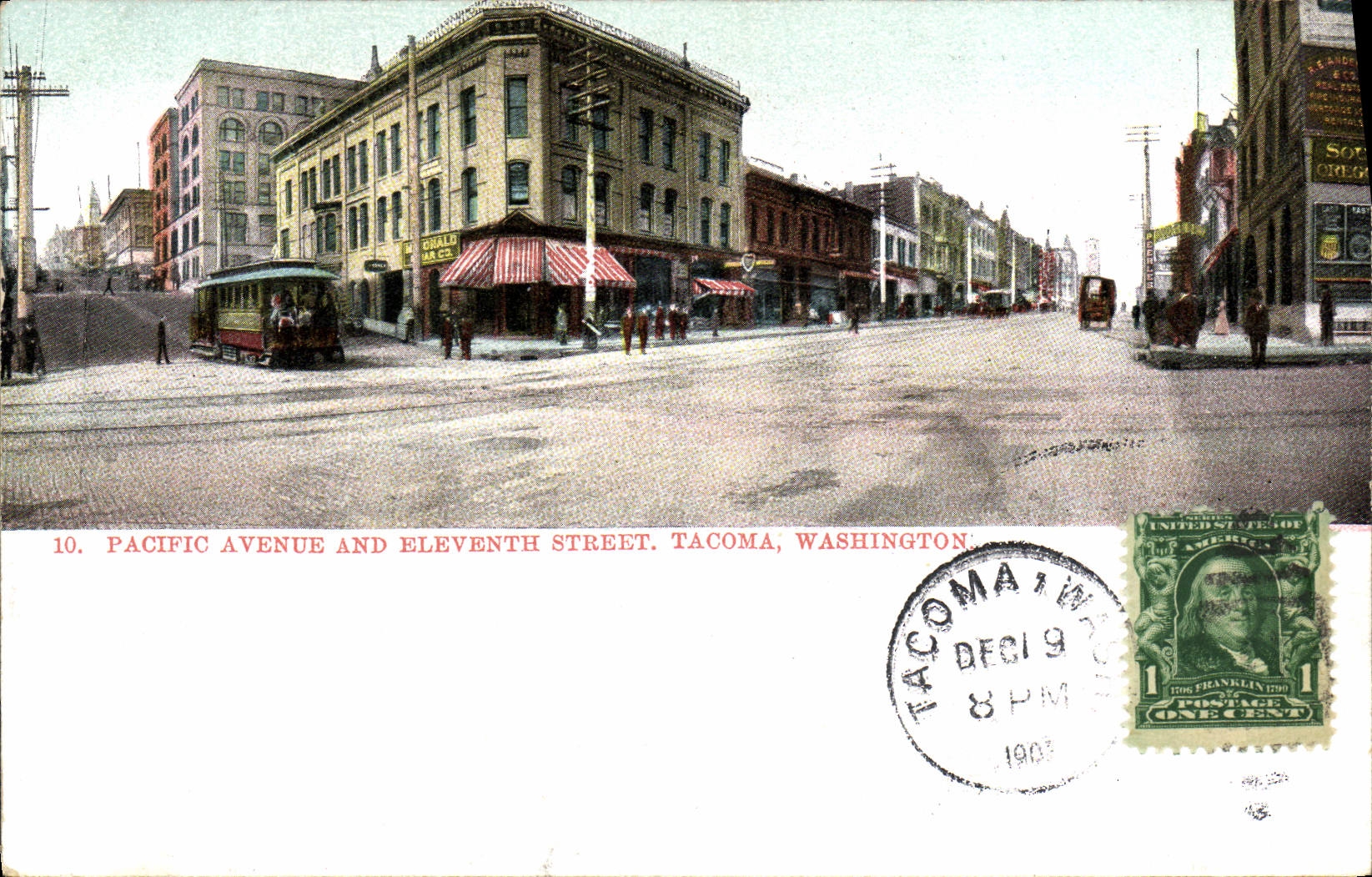 CPA Pacific Avenue And Eleventh Street Tacoma Washington Tramway