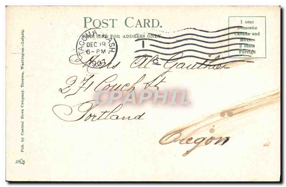 CPA Pacific Avenue And Eleventh Street Tacoma Washington Tramway — Back