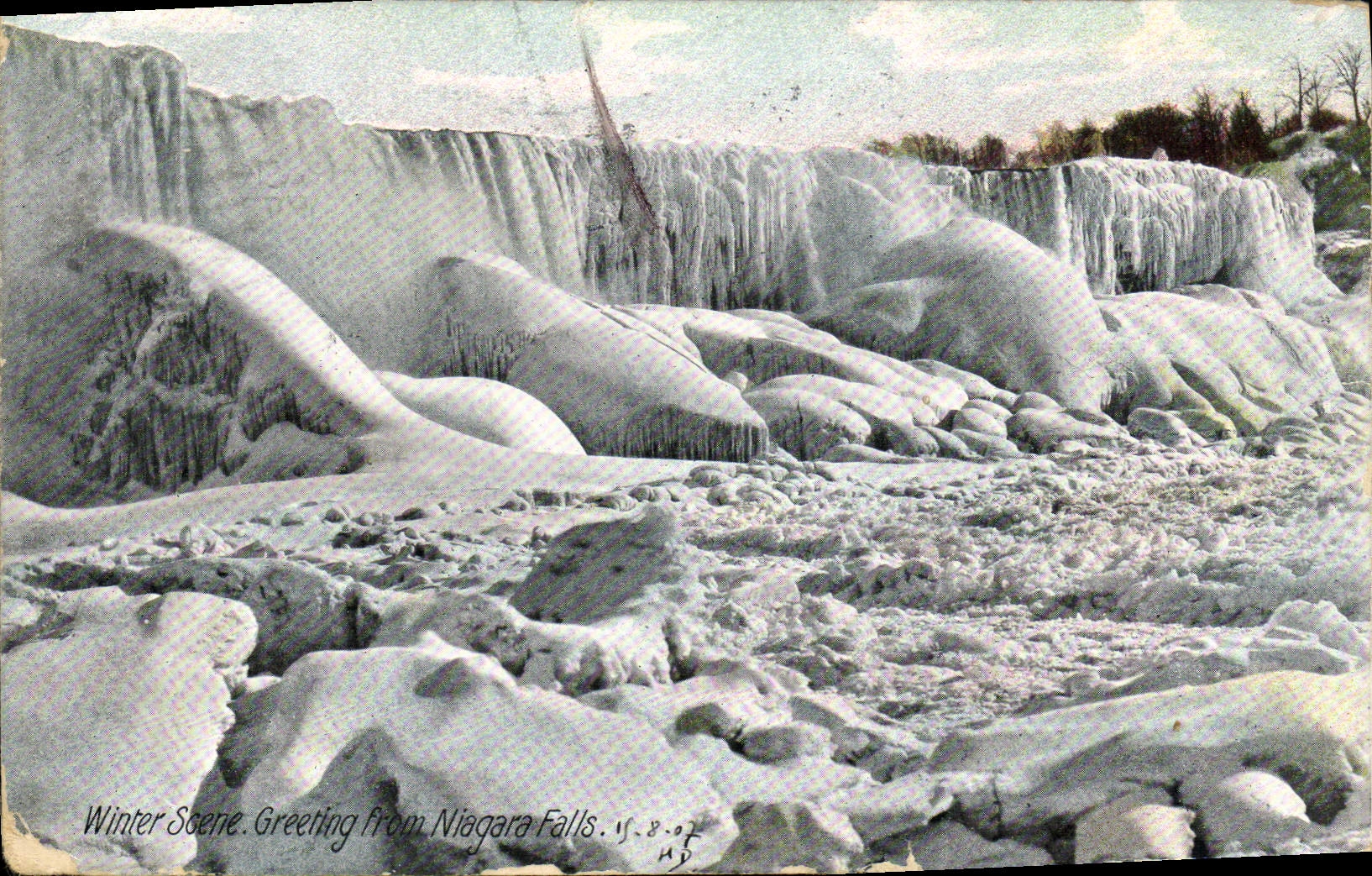 CPA Niagara Falls Winter Scene Greeting from Niagara Falls 