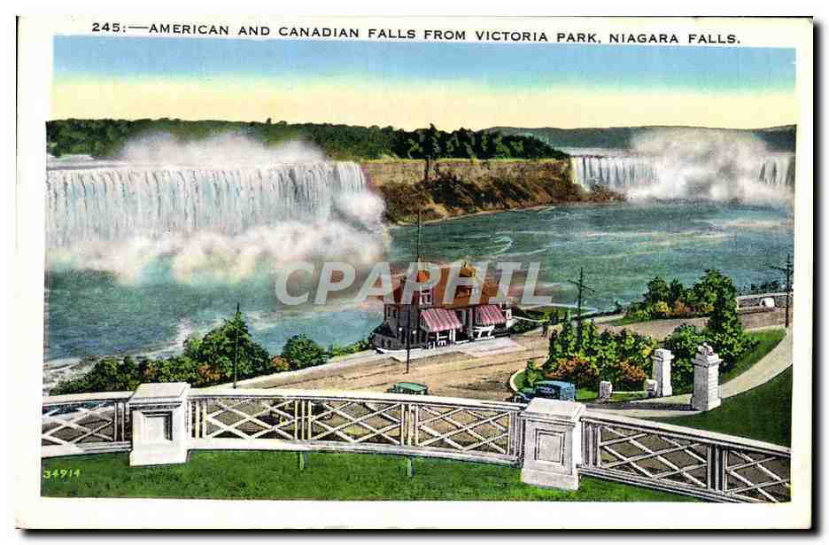 CPA Niagara Falls American and Canadian Falls From Victoria Park