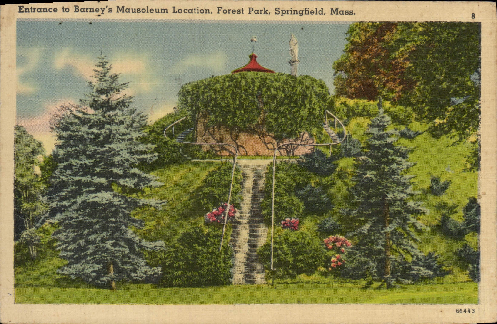 CPA Entrance to Barney's Mausoleum location Forest Park Springfiend Mass