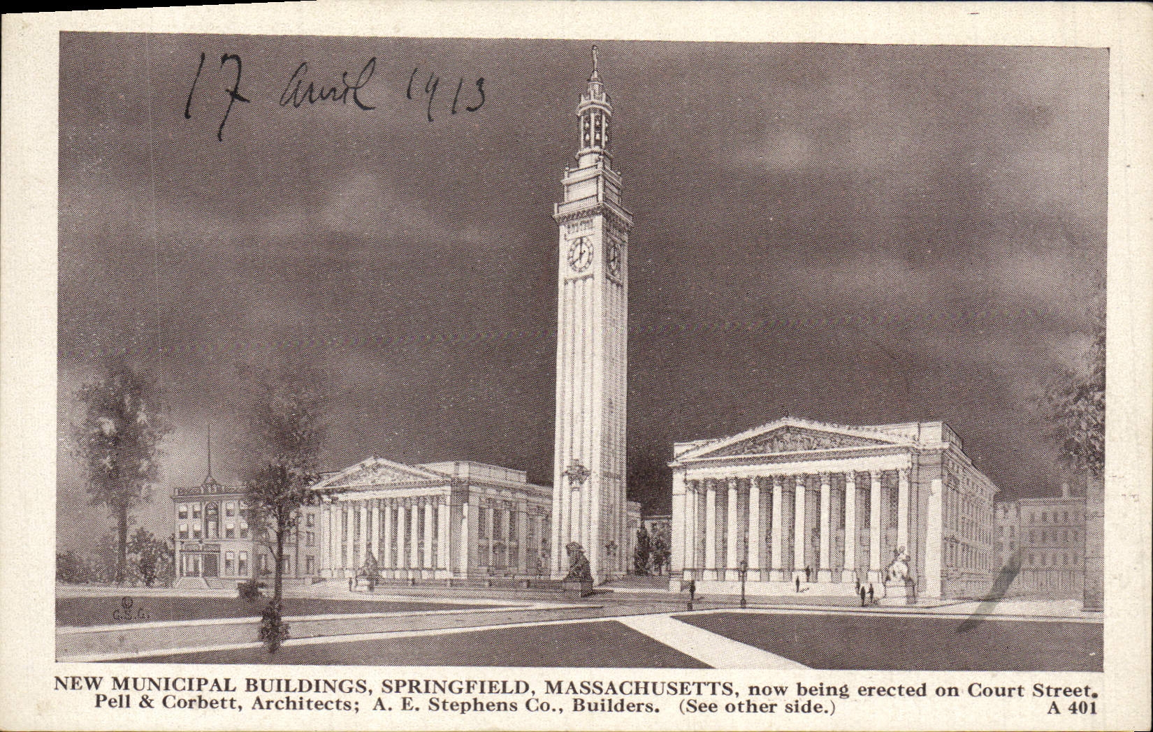 CPA New Municipal Buildings Springfield Masschusetts Now being erected on Cour Street