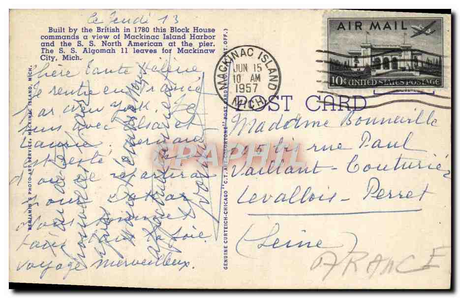 CPA Black House and Harbor Mackinac Island Michigan — Back