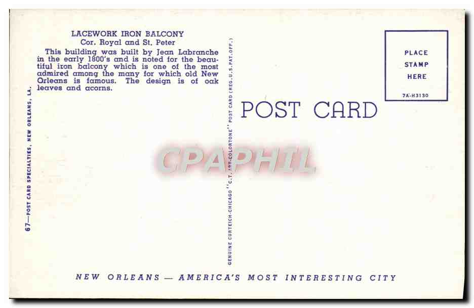 CPA Lace Work in Iron New Orleans  — Rückseite