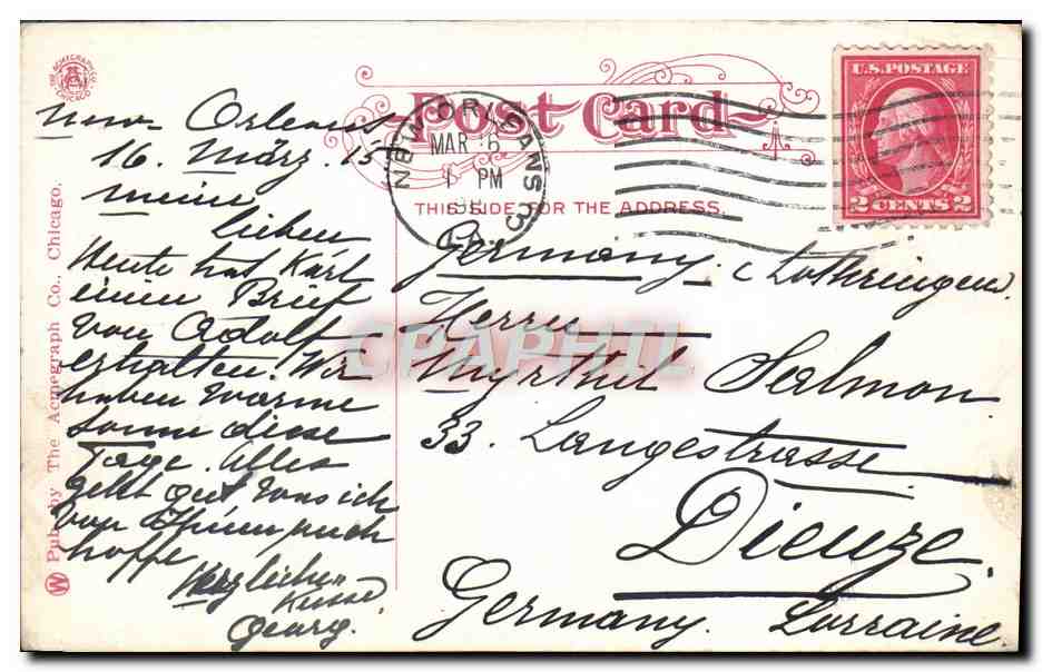 CPA Custom House New Orleans Tramway — Rückseite