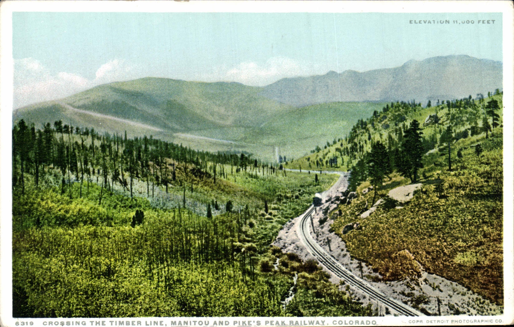 CPA Crossing The Timber Line Manitou and Pike Peak Railway Colorado