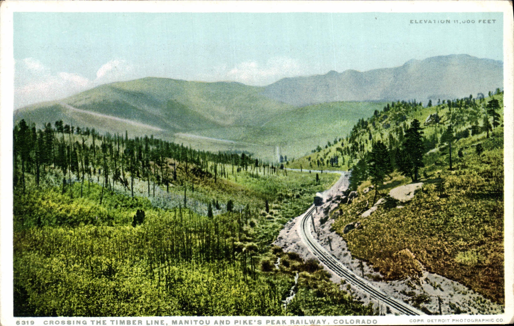 CPA Crossing The Timber Line Manitou and Pike Peak Railway Colorado