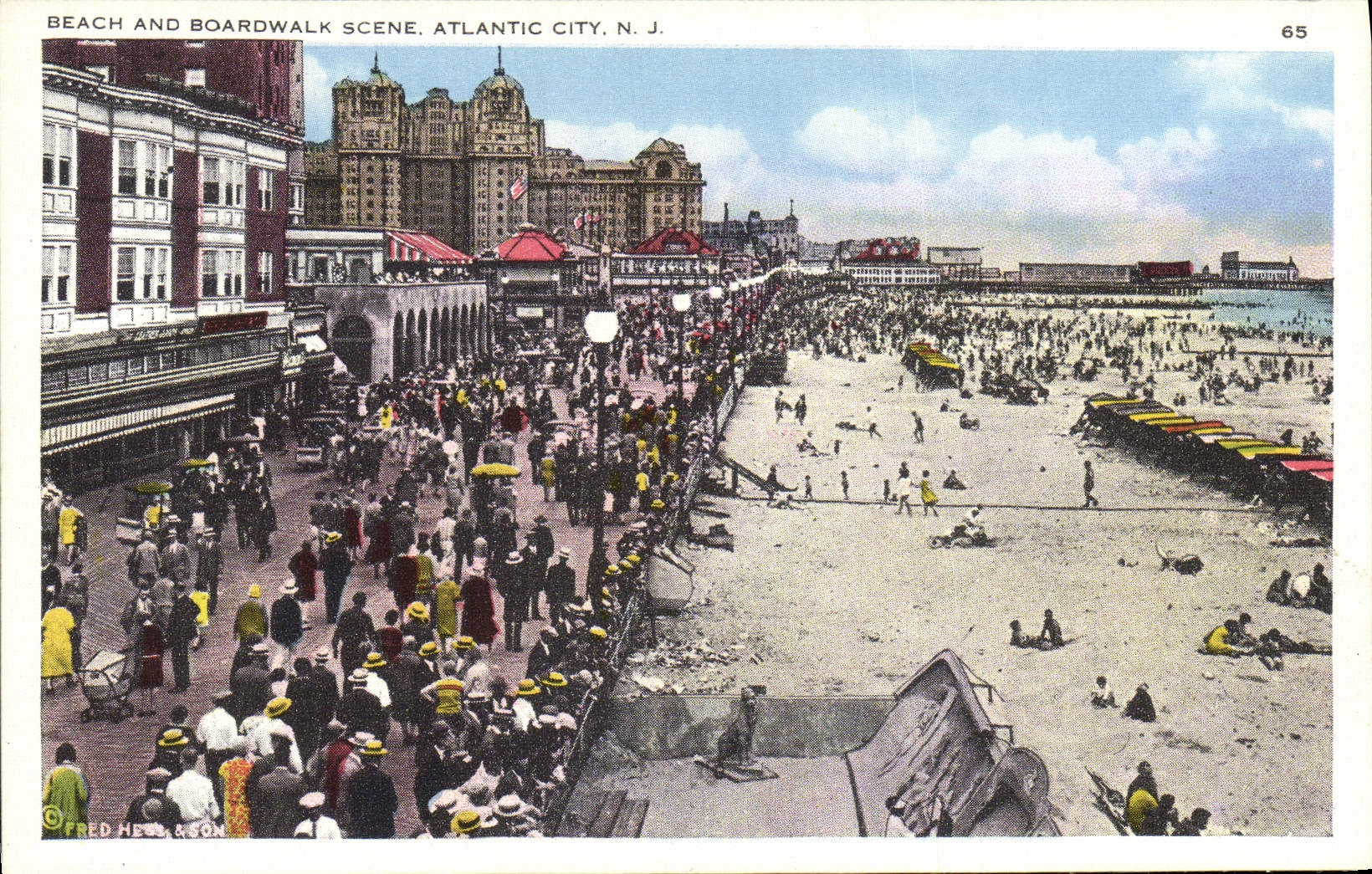 CPA Atlantic City Beach and Boardwalk Scene 