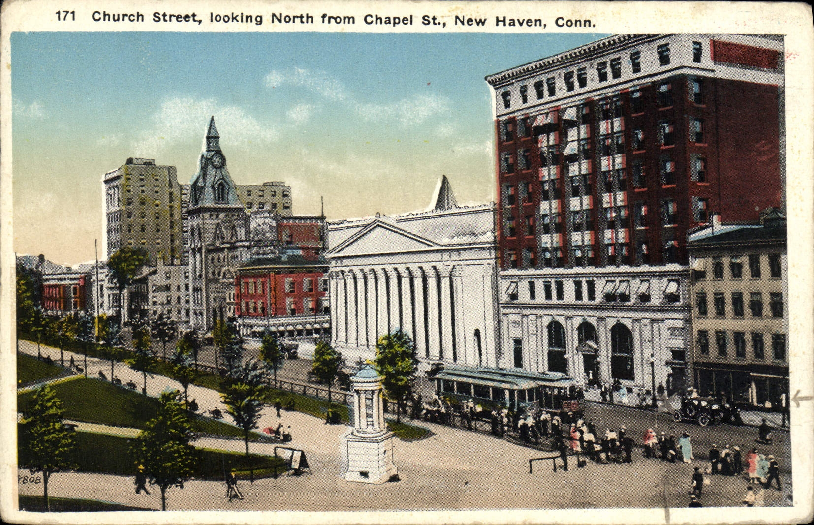 CPA Church Street Looking North From Chapel New Haven Conn