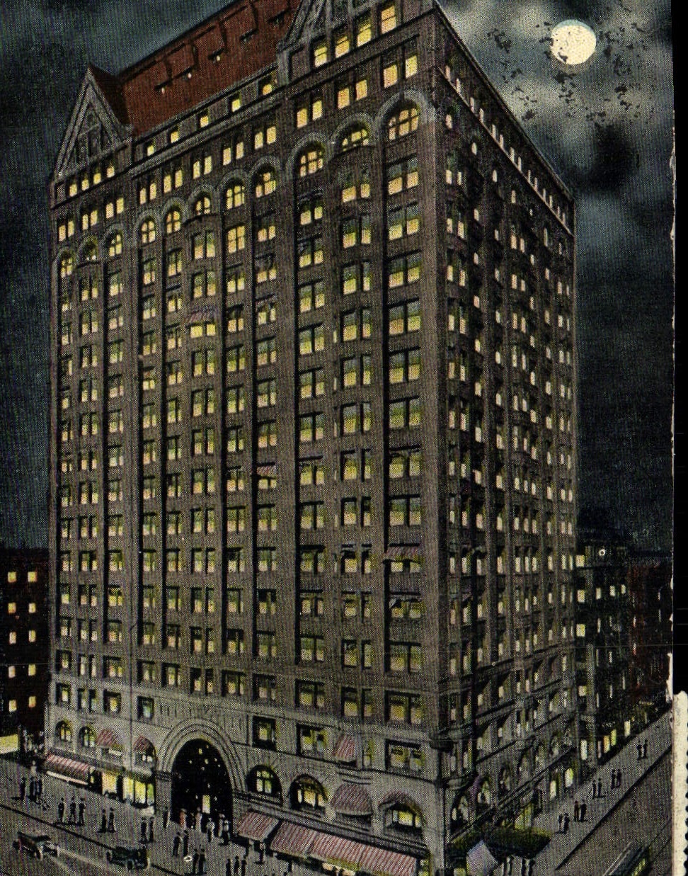 CPA Chicago Masonic temple by Night Franc Macon Maconnerie