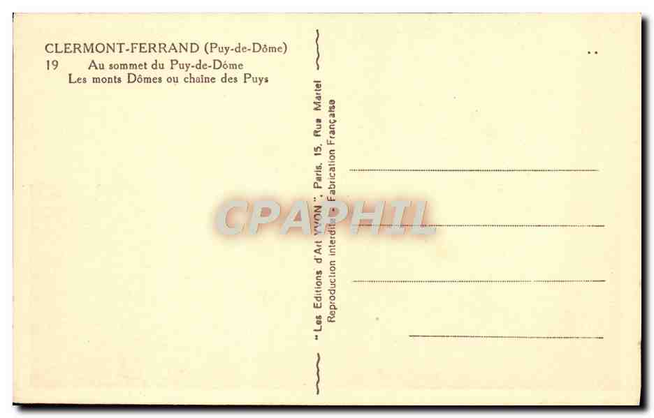CPA Clermont Ferrand Au sommet du Puy de Dome Les monts Domes ou chaine des Puys — Reverso
