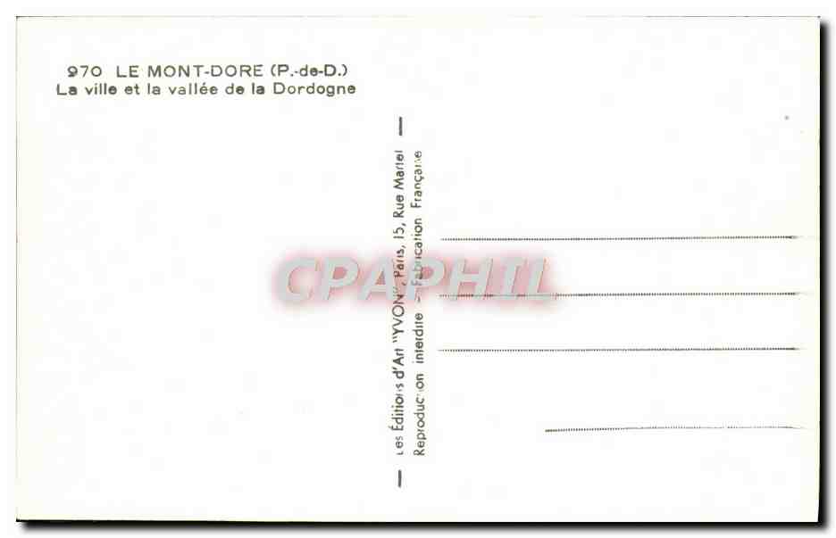 CPA Le Mont Dore La ville et la vallee de la Dordogne — Rückseite