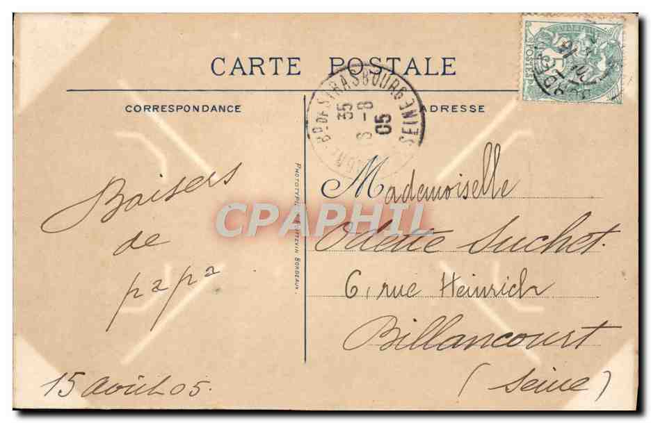 CPA Bordeaux Jardin publique Le pont rustique — Verso