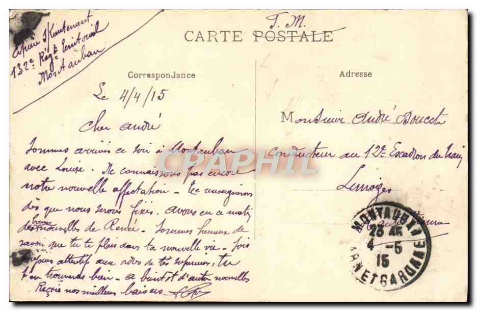 Montauban - Bourse et Tribunal de Commerce — Édition G. R. — Verso
