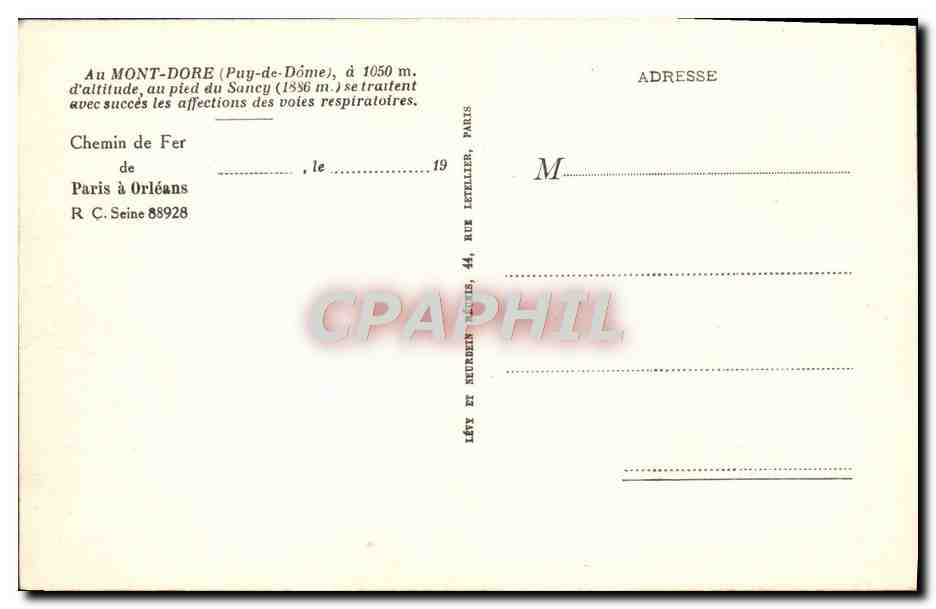 CPA Le Mont Dore Vue Generale — Verso