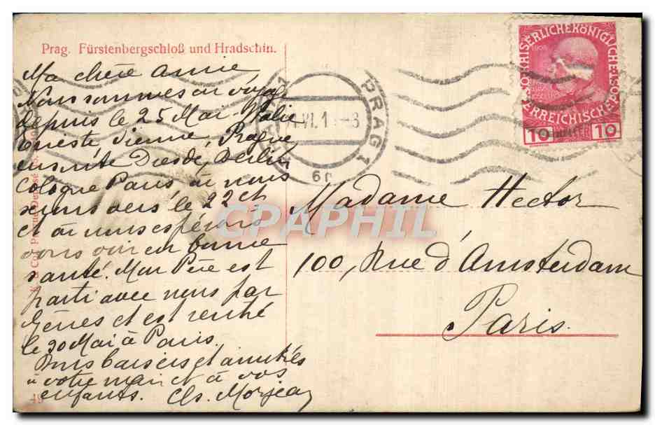 CPA Prag Furstenbergschlob und Hradschin — Back