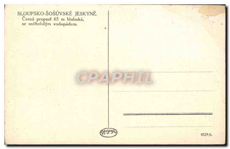 CPA Sloupsko Sosuske Jeskyne Cerna Propasf — Back