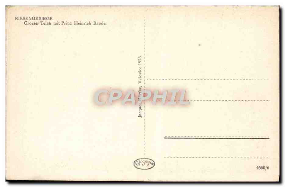 CPA Riesengebirge Grosser Teich Mit Prinz Heinrich Baude — Rückseite