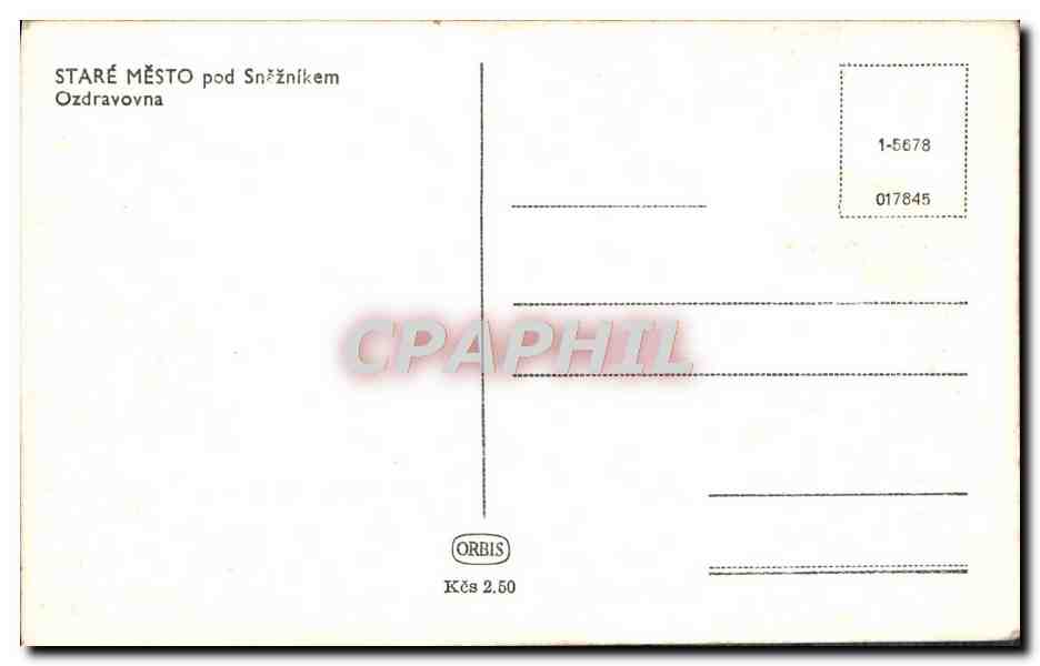 Staré Město pod Sněžníkem — Ozdravovna — éditeur ORBIS, n° 1-5678 — Rückseite