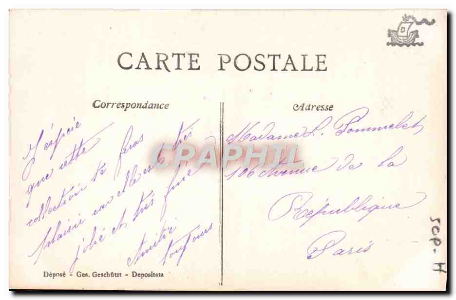 Couple amoureux sous la lune — scène romantique — éditeur A.S. n° 383/5 — Verso