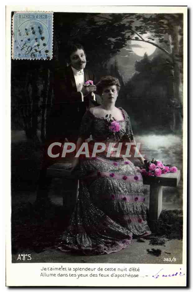 Couple en tenue de soirée — scène nocturne — éditeur AFS, n° 363/5