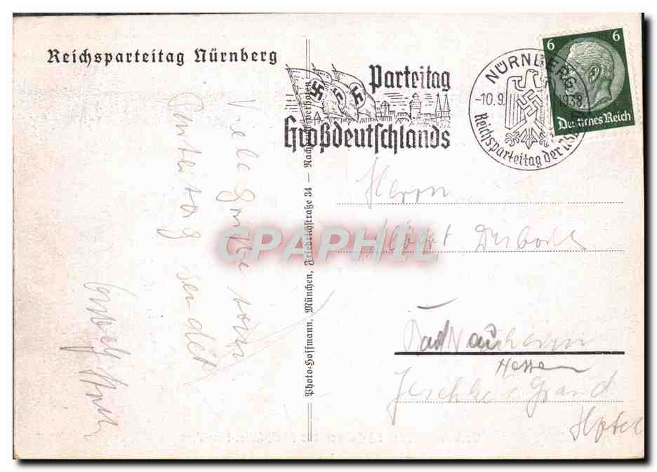 CPA Dorbeimarch Der Fahnen Des Adolf Hitler Marsches Adolf Hitler Nazi — Rückseite