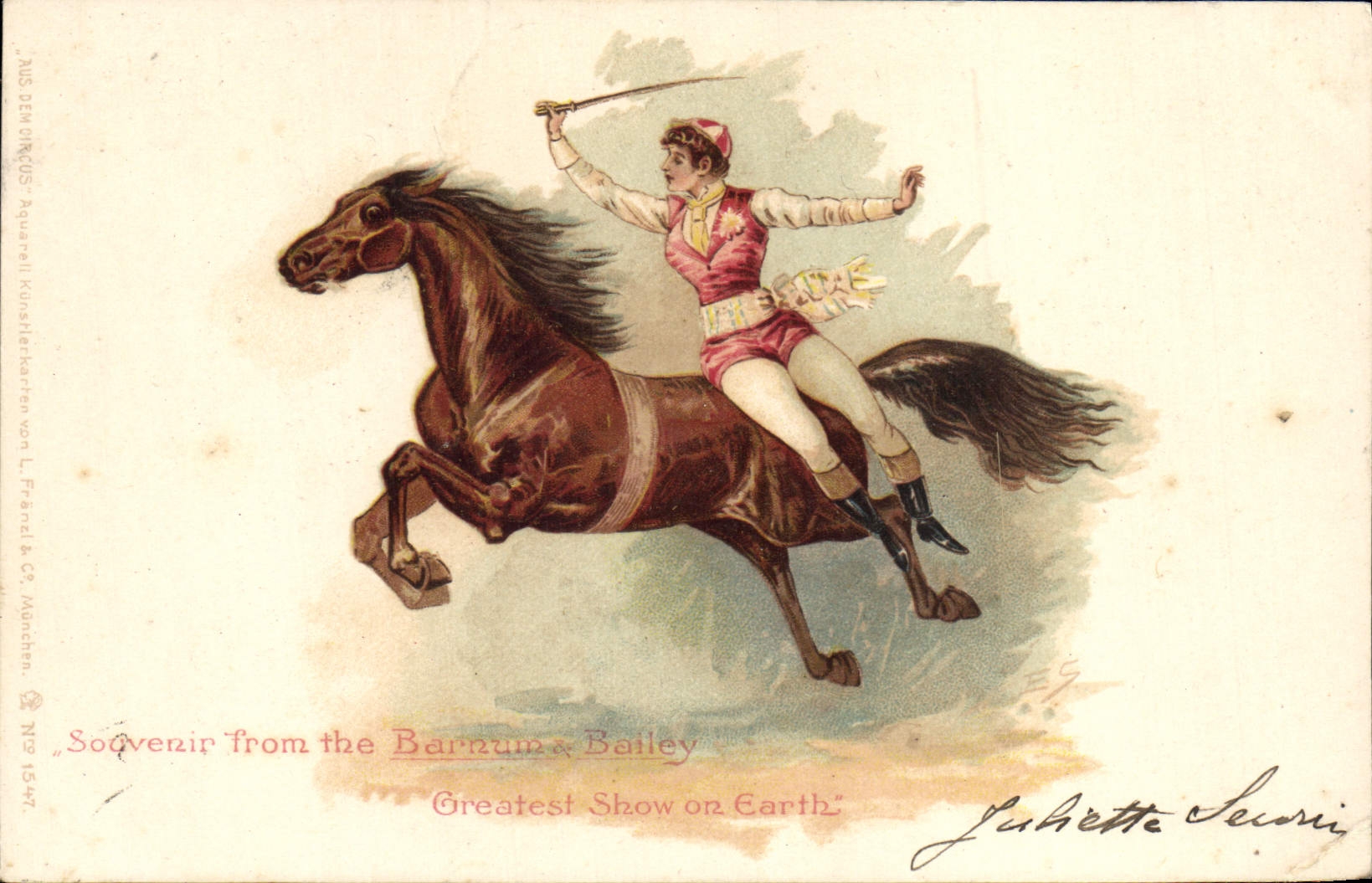 CPA Souvenir From The Barnum Bailey Greatest Show On Earth cheval Cavalier Cirque