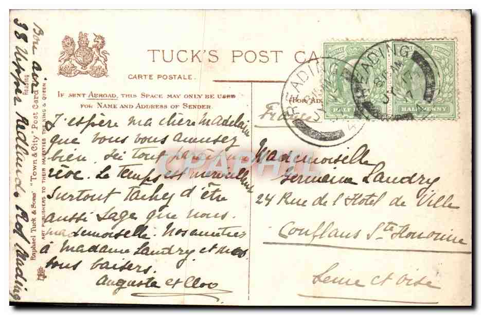 CPA Reading Forbury Gardens And Maiwand Memorial Lion — Back