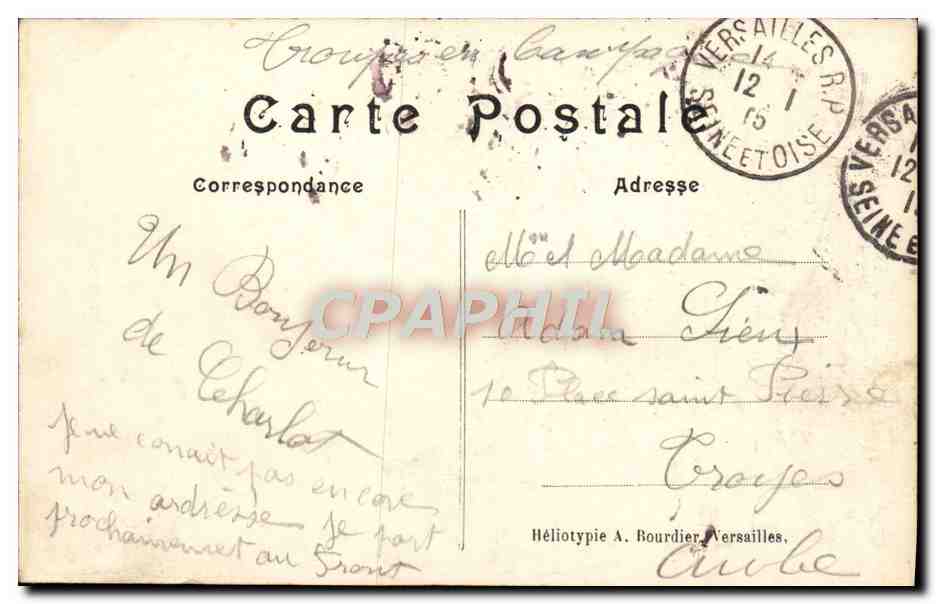 CPA Versailles La Rue De La Paroisse Vue Du Parc — Rückseite