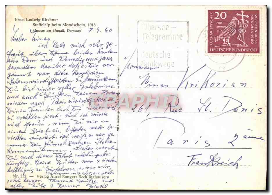 CPM Ernst Ludwig Kirchner Staffelalp Beim Mondschein — Rückseite