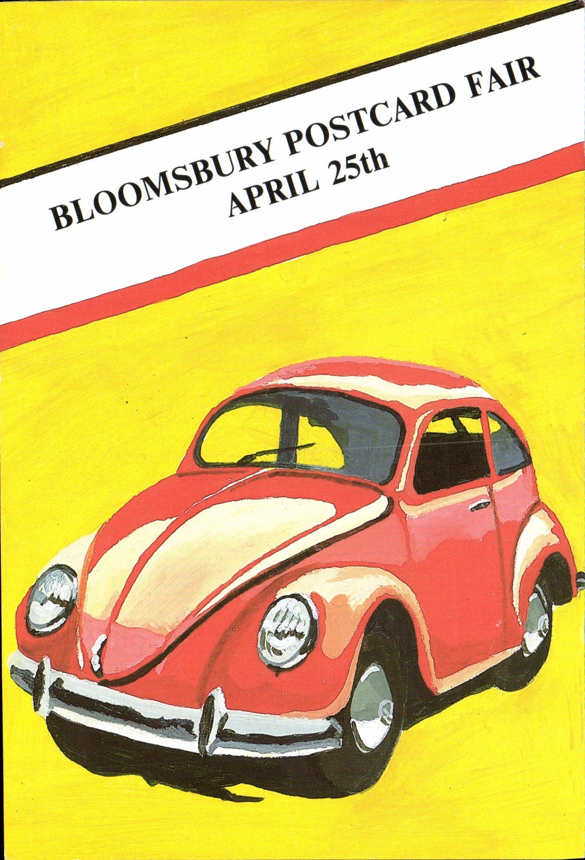 Voiture rouge et blanche — Foire aux cartes postales Bloomsbury — 25 avril