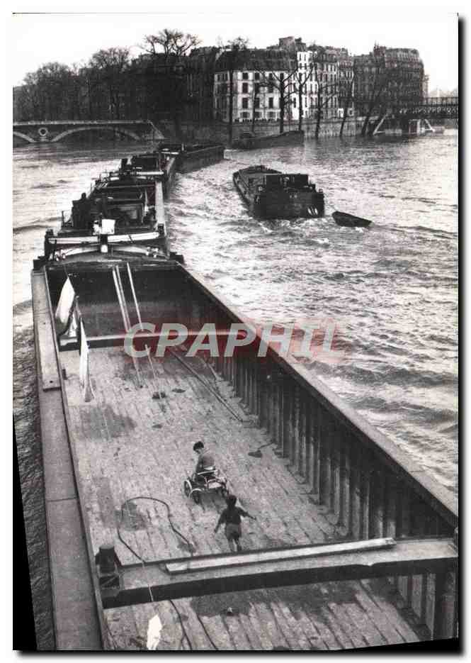 CPM Willy Ronis La Peniche Aux Enfants Paris Bateau