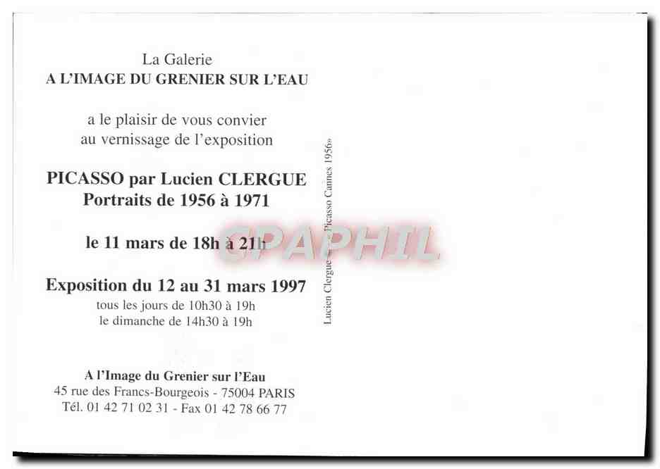 CPM La Galerie A l'image Du Grenier Sur L'Eau Picasso par Lucien Clergue 1997 — Rückseite