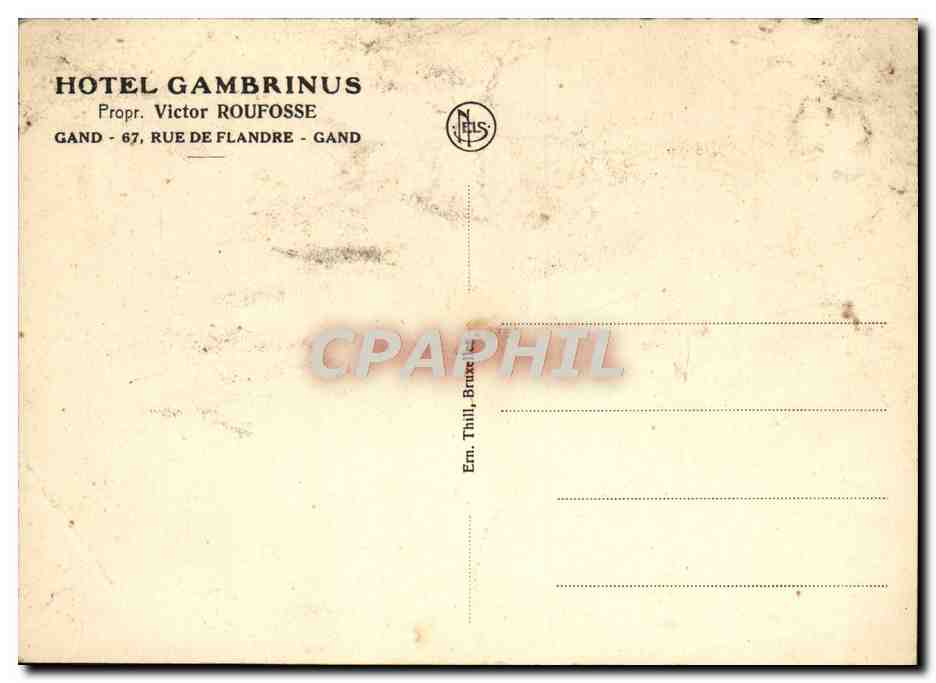 CPM Hotel Gambrinus Gand Rue De Flandre Gand Prop Victor Roufosse — Rückseite
