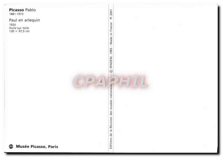 CPM Paul En Arlequin Huile Sur Toile Pablo Picasso — Back