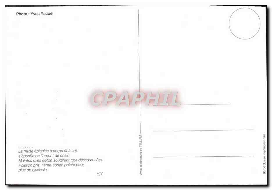 CPM Yves Lacoel La muse epinglee a corps et a cris — Rückseite