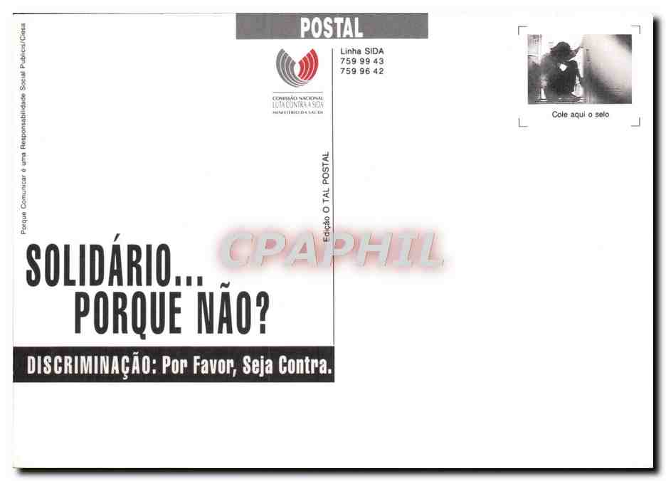 CPM Solidario Porque Nao Discriminacao Por Favor Seja Contra SIDA — Rückseite
