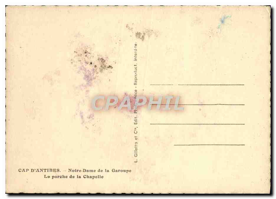 Cap d'Antibes — Porche de la Chapelle — L. Gilletta et Cie, Nice — Reverso